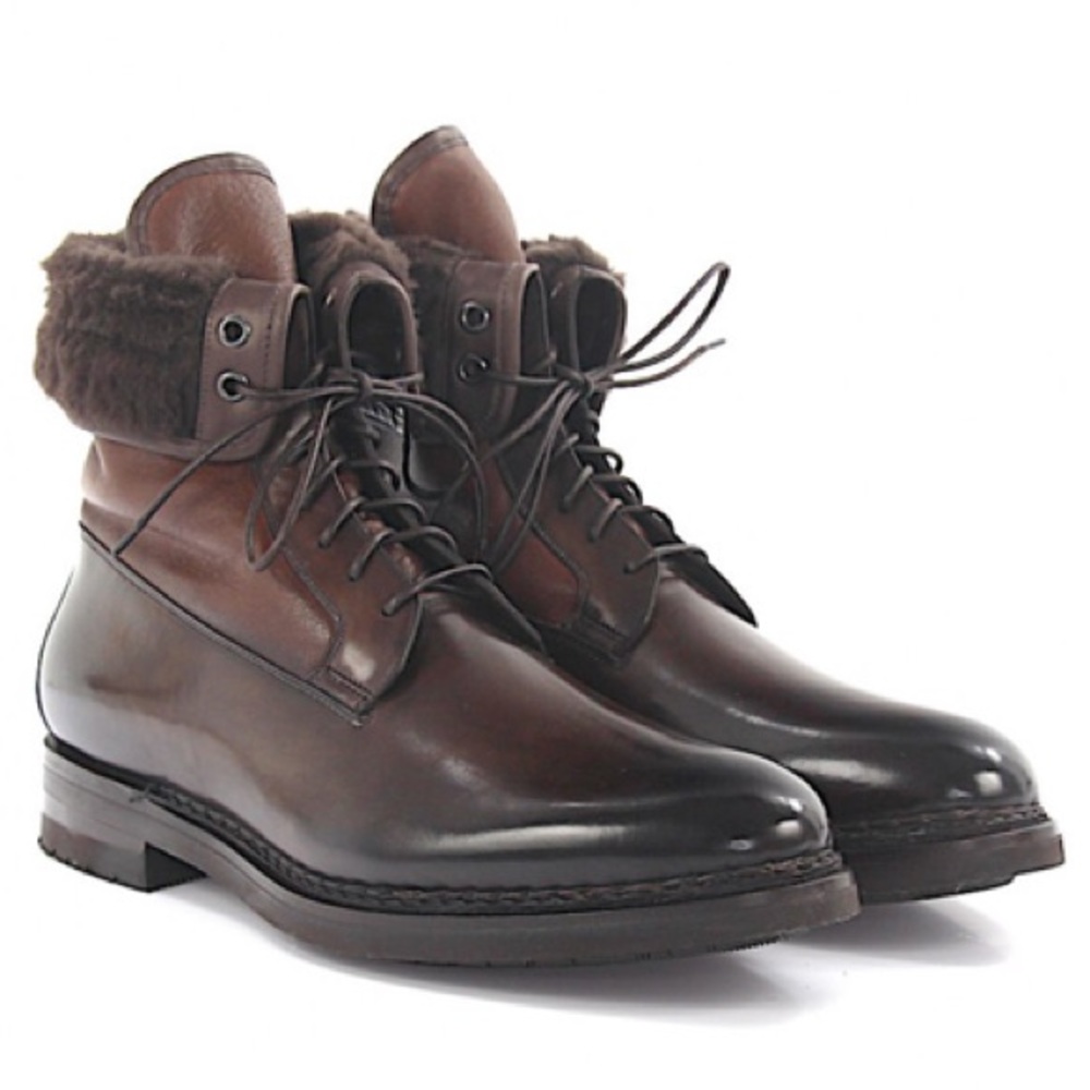 SANTONI // Italian Leather Polishes Lambskin Boots